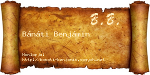 Bánáti Benjámin névjegykártya